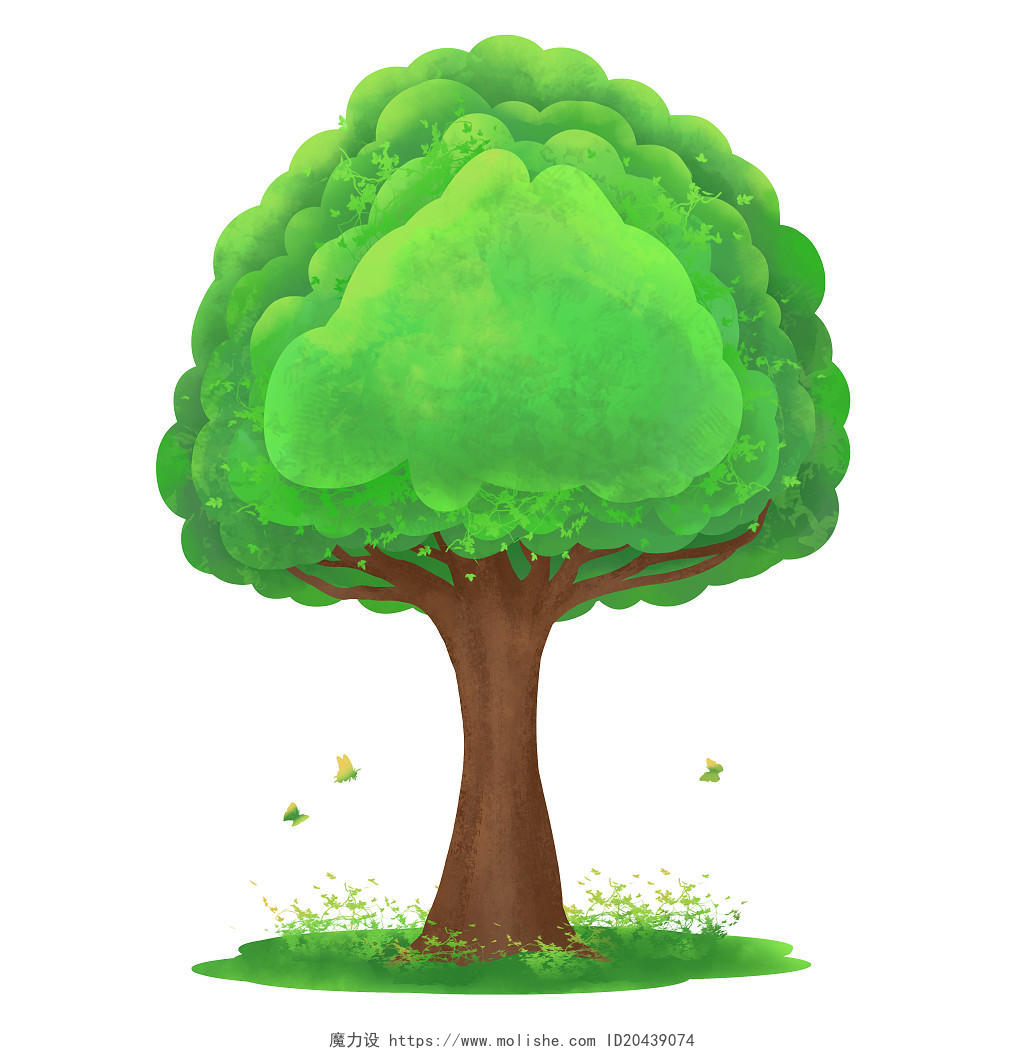 卡通风植树节大树插画元素素材植树节植树环保